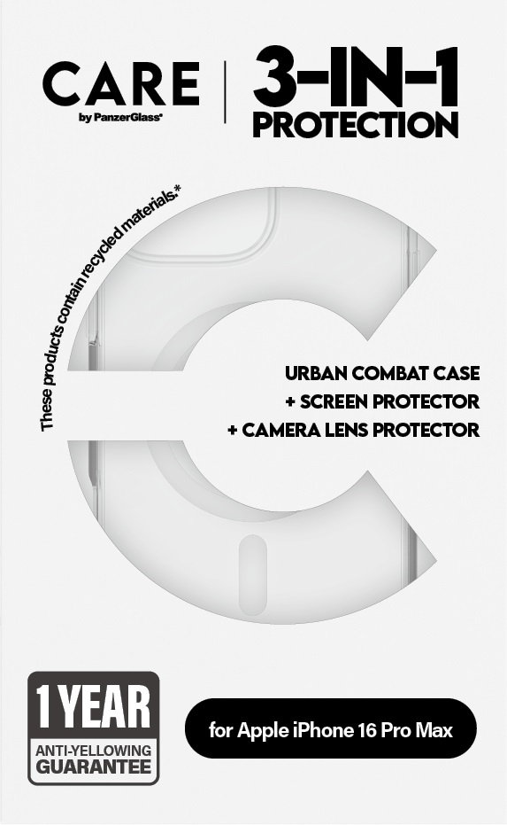 CARE - Bundle Hoops + Tvrdené sklo UWF + Puzdro Urban Combat pre iPhone 16 Pro Max