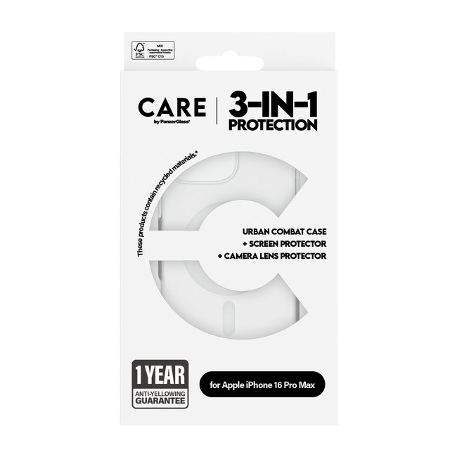 CARE - Bundle Hoops + Tvrdené sklo UWF + Puzdro Urban Combat pre iPhone 16 Pro Max