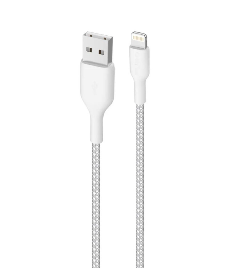 PURO - Kábel USB-A/MFI Lightning, 12 W, Kevlar, látkový, 1,2 m, biela