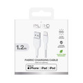 PURO - Kábel USB-A/MFI Lightning, 12 W, Kevlar, látkový, 1,2 m, biela