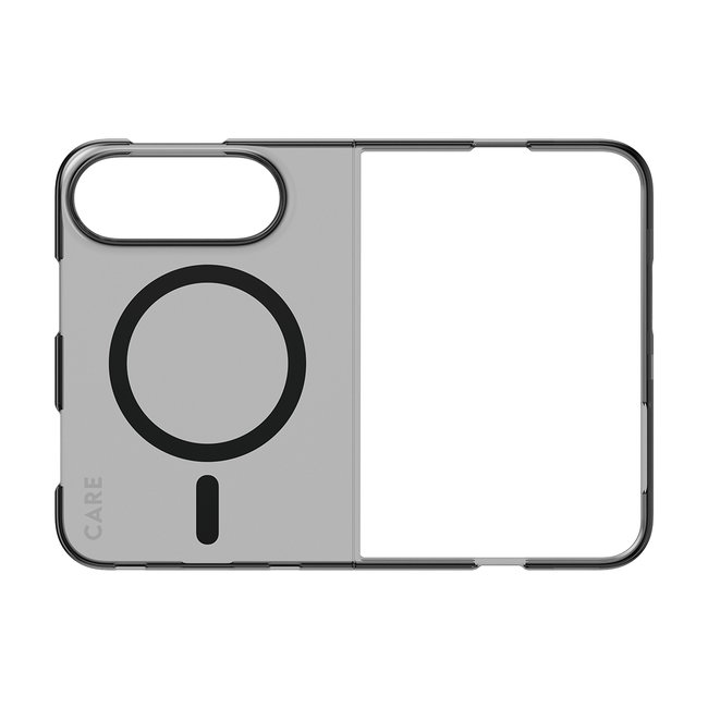 CARE - Puzdro SL1M Smokey s čiernym MagSafe pre iPhone Duo, transparentná