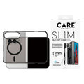 CARE - Puzdro SL1M Smokey s čiernym MagSafe pre iPhone Duo, transparentná