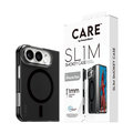 CARE - Puzdro SL1M Smokey s čiernym MagSafe pre iPhone Duo, transparentná