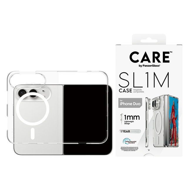CARE - Puzdro SL1M s bielym MagSafe pre iPhone Duo, transparentná
