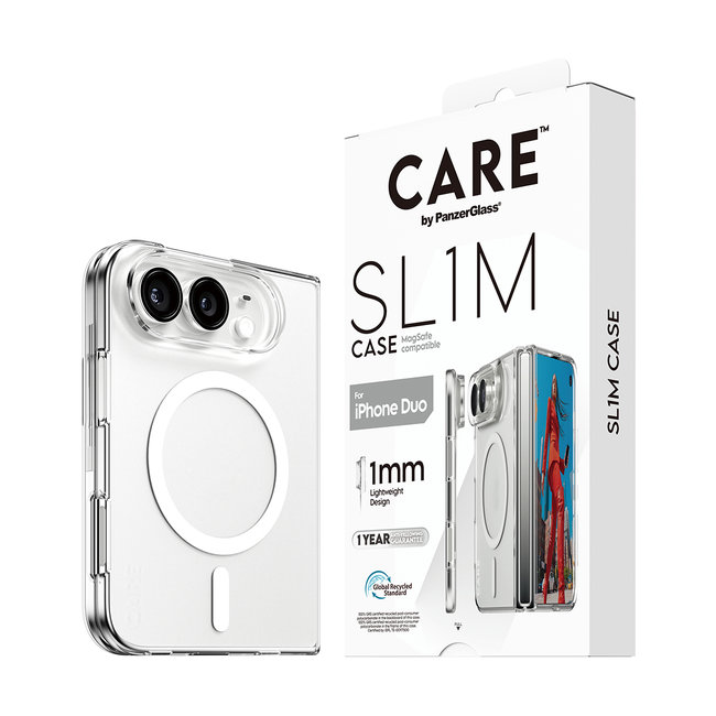 CARE - Puzdro SL1M s bielym MagSafe pre iPhone Duo, transparentná