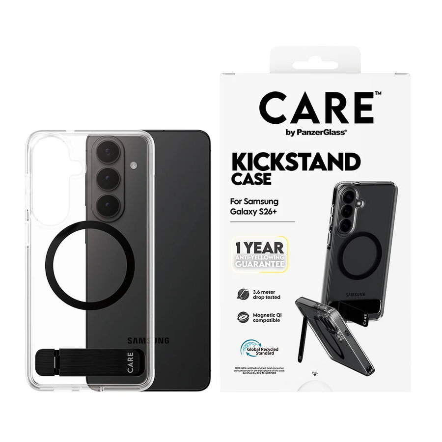 CARE - Puzdro Kickstand s čiernym QI pre Samsung Galaxy S26+, čierna