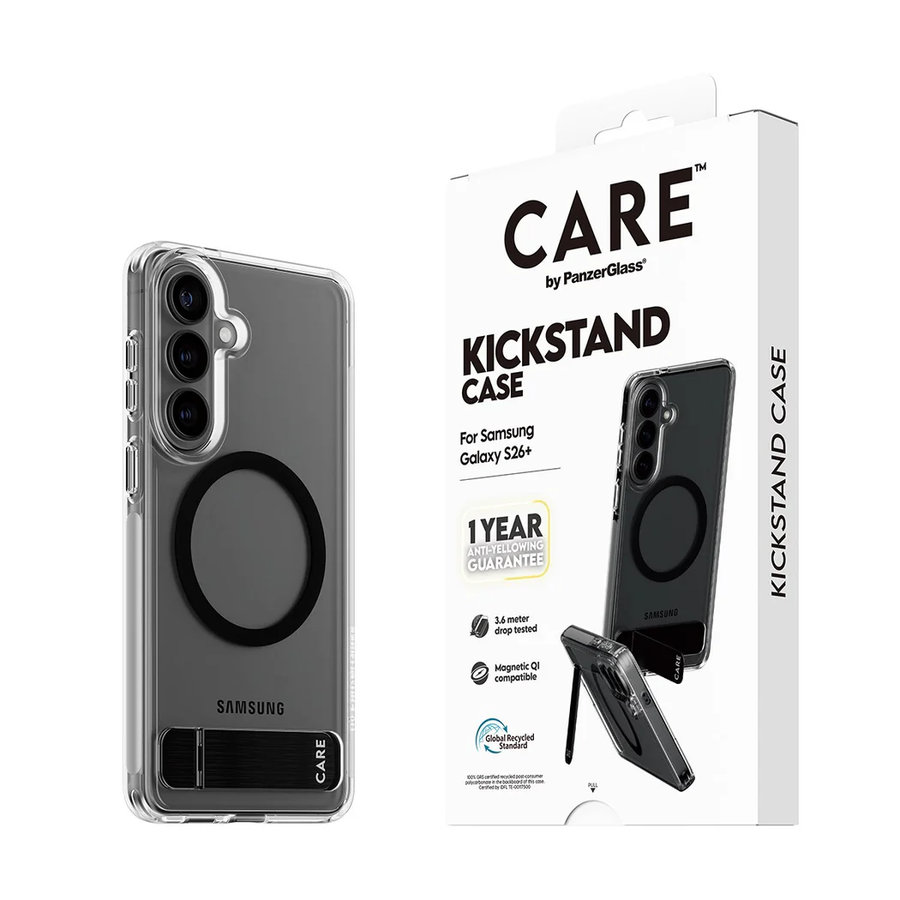 CARE - Puzdro Kickstand s čiernym QI pre Samsung Galaxy S26+, čierna