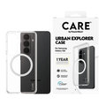CARE - Puzdro Urban Explorer s bielym QI pre Samsung Galaxy S26, transparentná