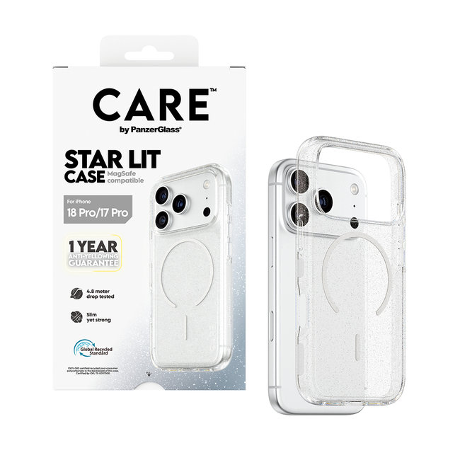 CARE - Puzdro Star Lit s MagSafe pre iPhone 18 Pro/17 Pro, transparentná