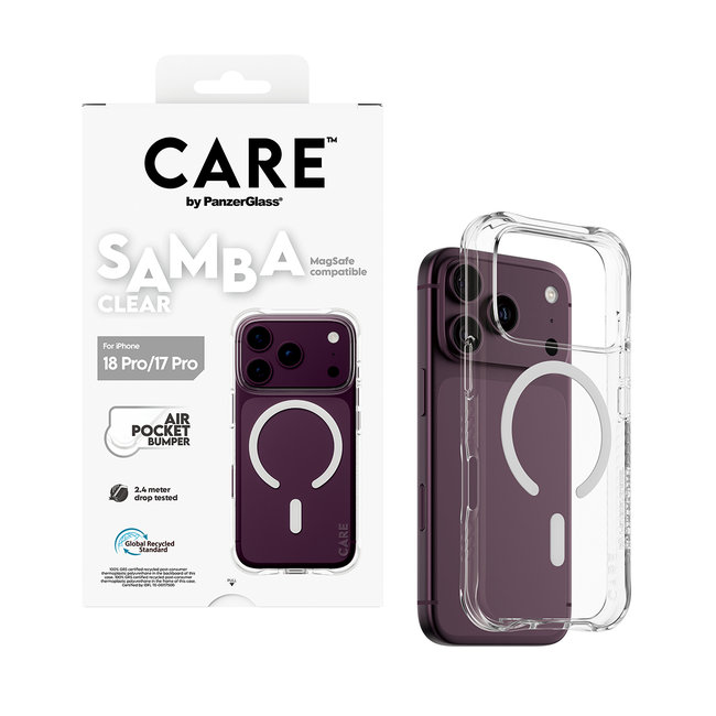 CARE - Puzdro Samba s MagSafe pre iPhone 18 Pro/17 Pro, transparentná