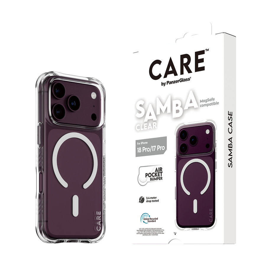 CARE - Puzdro Samba s MagSafe pre iPhone 18 Pro/17 Pro, transparentná