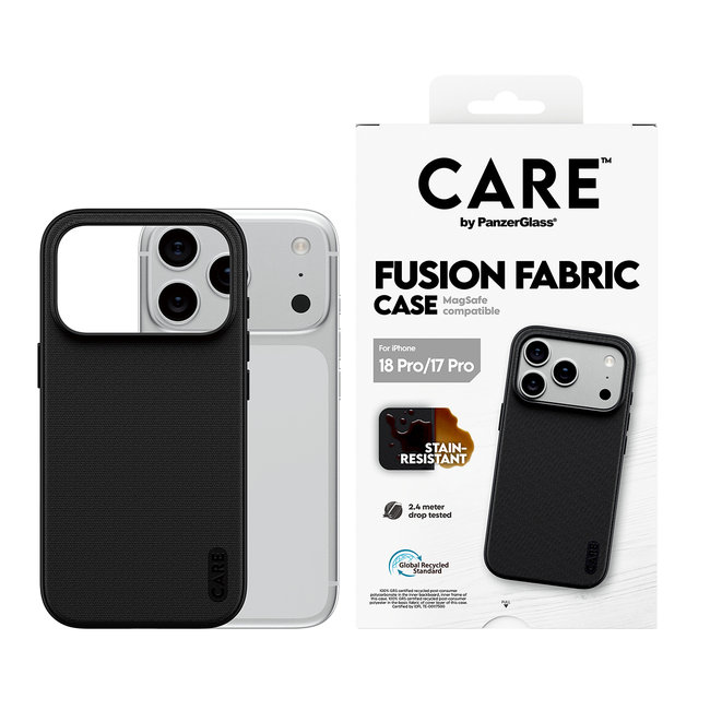 CARE - Puzdro Fusion Fabric s MagSafe pre iPhone 18 Pro/17 Pro, čierna