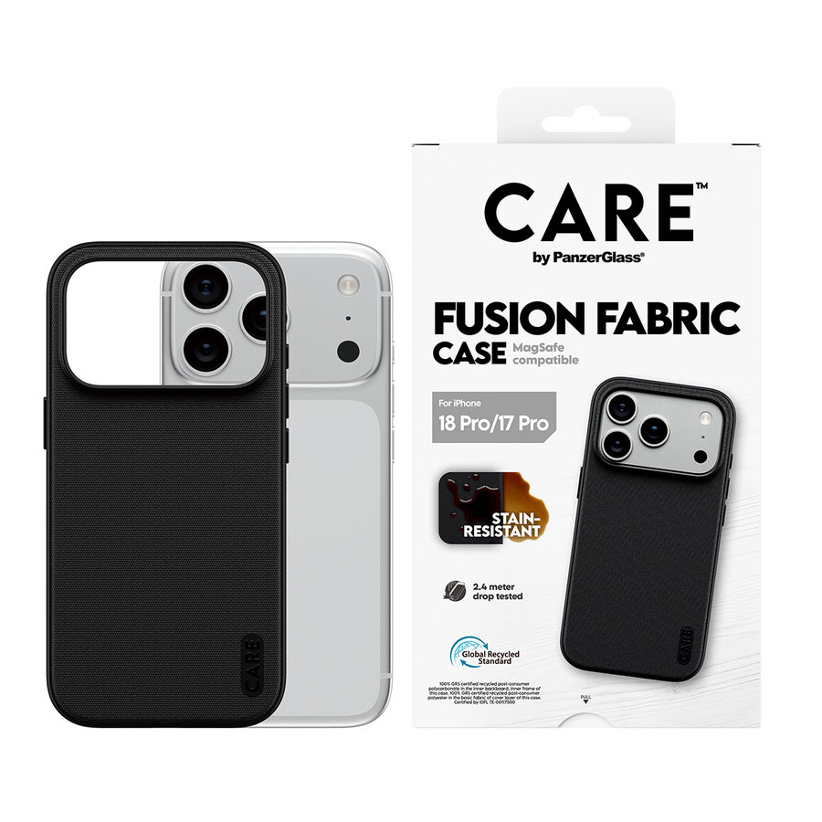 CARE - Puzdro Fusion Fabric s MagSafe pre iPhone 18 Pro/17 Pro, čierna
