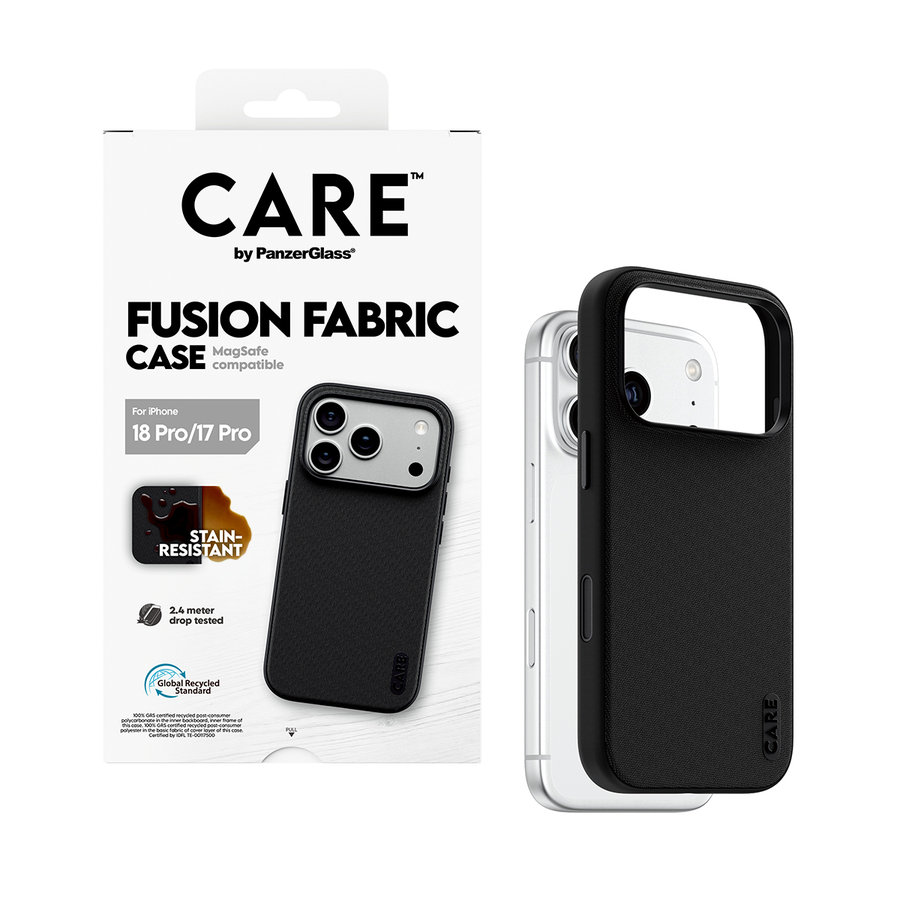 CARE - Puzdro Fusion Fabric s MagSafe pre iPhone 18 Pro/17 Pro, čierna