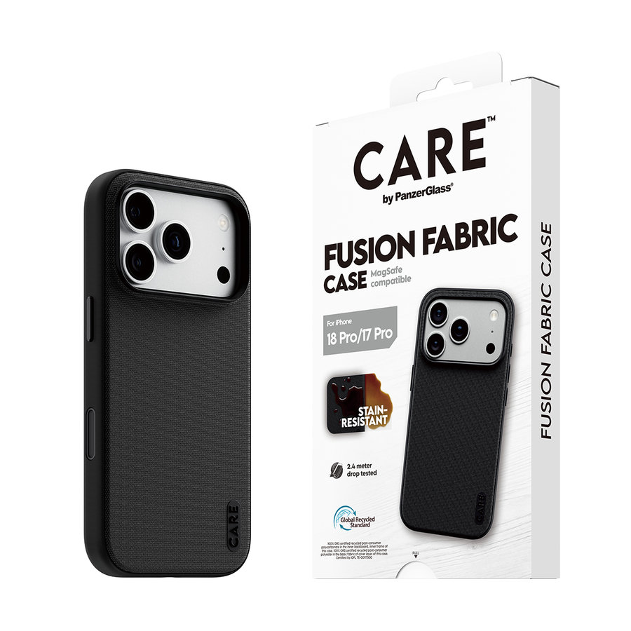 CARE - Puzdro Fusion Fabric s MagSafe pre iPhone 18 Pro/17 Pro, čierna