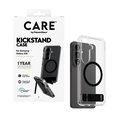 CARE - Puzdro Kickstand s čiernym QI pre Samsung Galaxy S26, transparentná