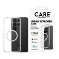CARE - Puzdro Urban Explorer s bielym QI pre Samsung Galaxy S26 Ultra, transparentná