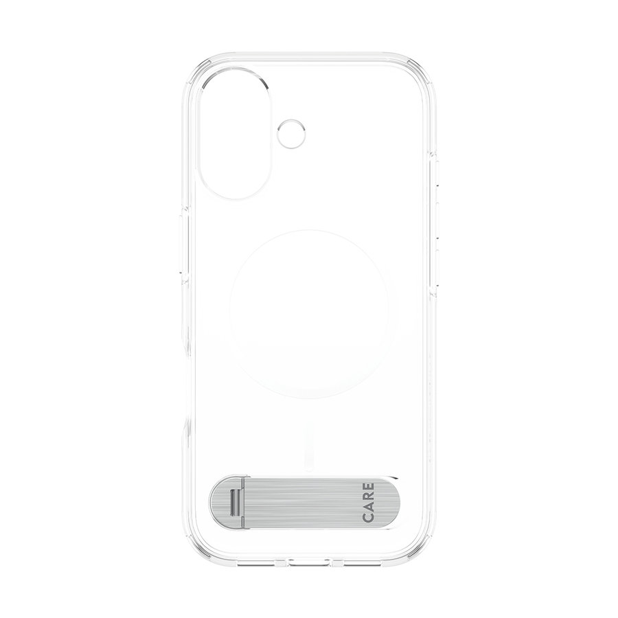 CARE - Puzdro Kickstand pre iPhone 17, transparentná