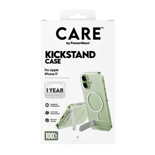 CARE - Puzdro Kickstand pre iPhone 17, transparentná