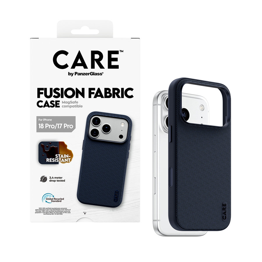 CARE - Puzdro Fusion Fabric s MagSafe pre iPhone 18 Pro/17 Pro, modrá