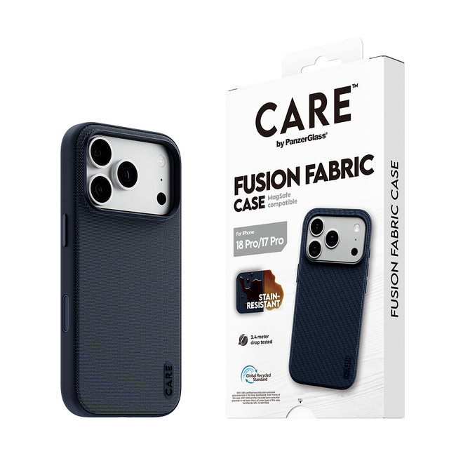 CARE - Puzdro Fusion Fabric s MagSafe pre iPhone 18 Pro/17 Pro, modrá