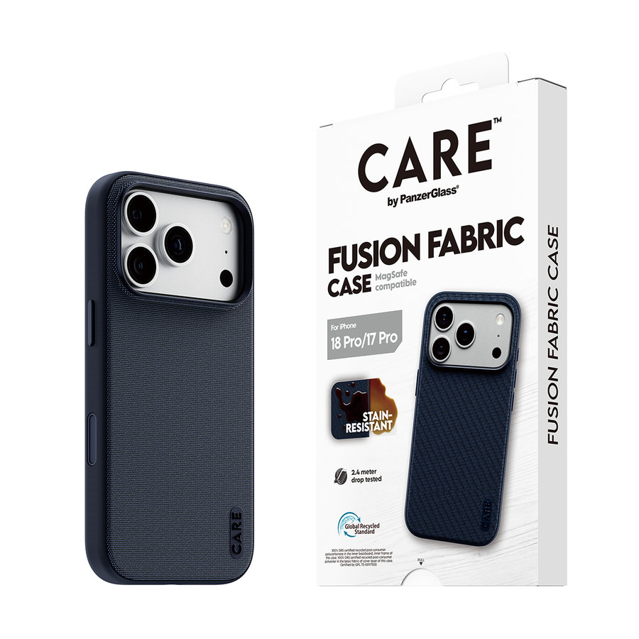 CARE - Puzdro Fusion Fabric s MagSafe pre iPhone 18 Pro/17 Pro, modrá