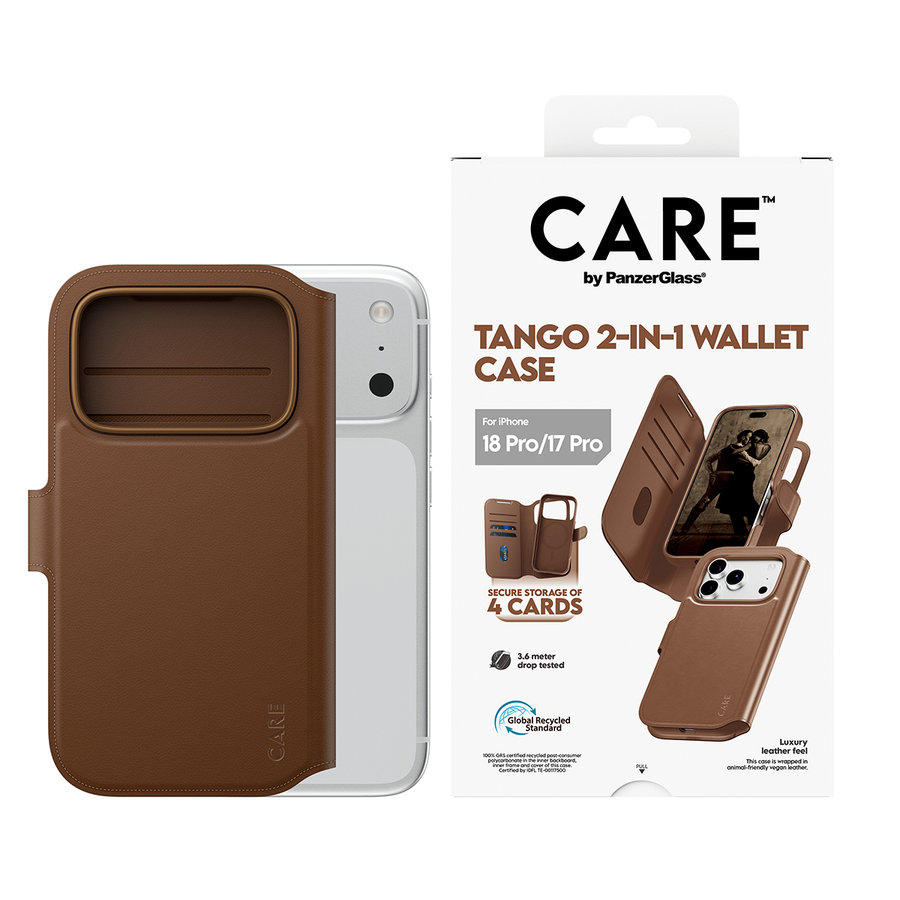 CARE - Puzdro Wallet Tango Two-In-One s MagSafe pre iPhone 18 Pro/17 Pro, hnedá