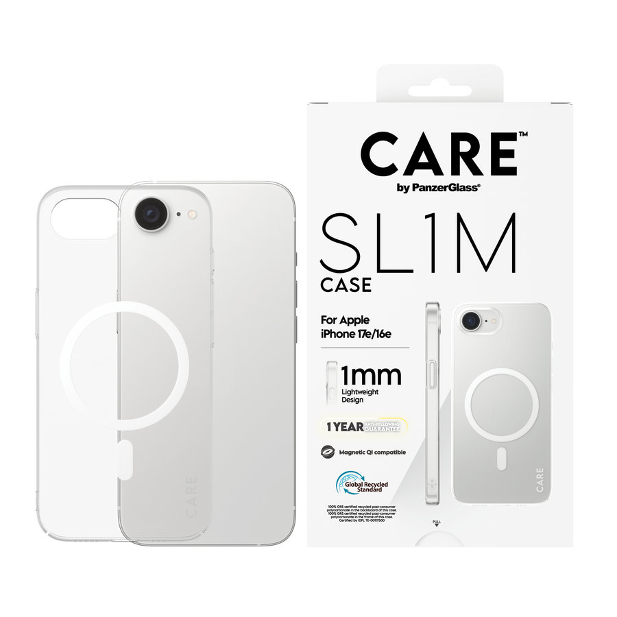 CARE - Puzdro SL1M s MagSafe pre iPhone 17e/16e, transparentná