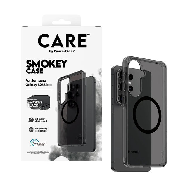 CARE - Puzdro Smokey s čiernym QI pre Samsung Galaxy S26 Ultra, čierna