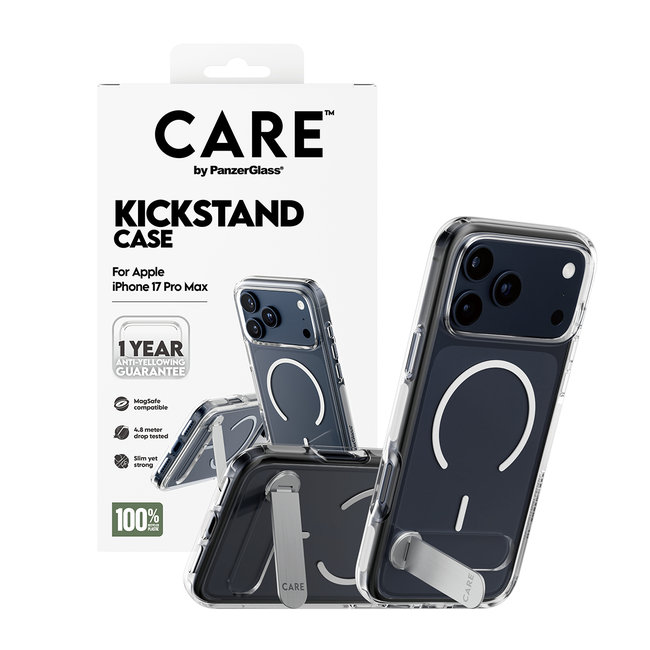 CARE - Puzdro Kickstand pre iPhone 17 Pro Max, transparentná