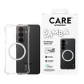 CARE - Puzdro Samba s bielym QI pre Samsung Galaxy S26, transparentná
