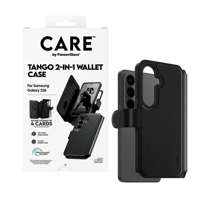 CARE - Puzdro Tango Wallet Two-In-One s QI pre Samsung Galaxy S26, čierna