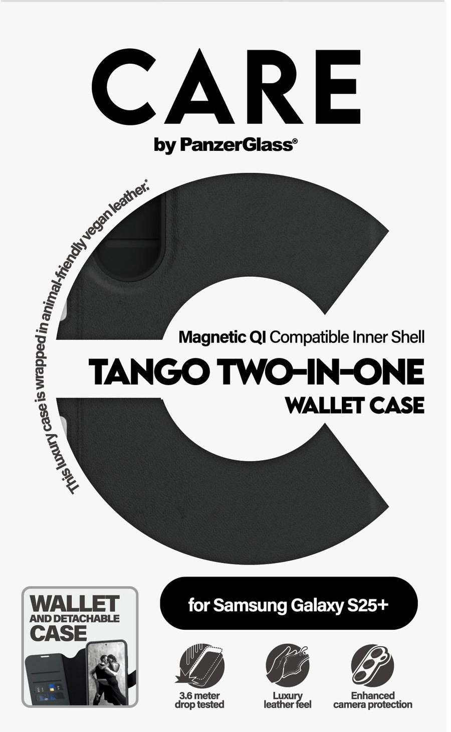CARE - Puzdro Wallet Tango Two-In-One s QI pre Samsung Galaxy S25+, čierna