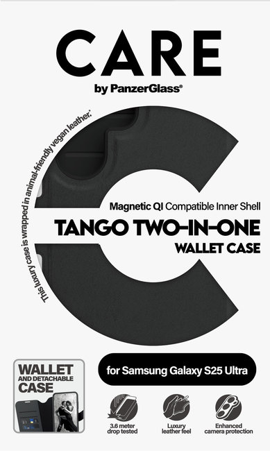 CARE - Puzdro Wallet Tango Two-In-One s QI pre Samsung Galaxy S25 Ultra, čierna