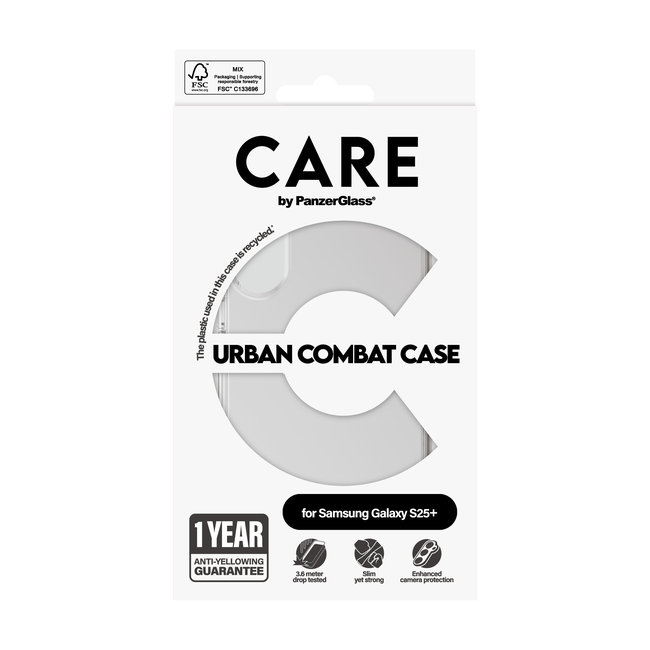 CARE - Puzdro Urban Combat pre Samsung Galaxy S25+, transparentná