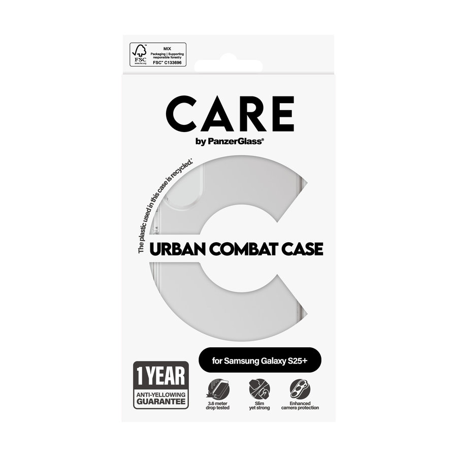 CARE - Puzdro Urban Combat pre Samsung Galaxy S25+, transparentná
