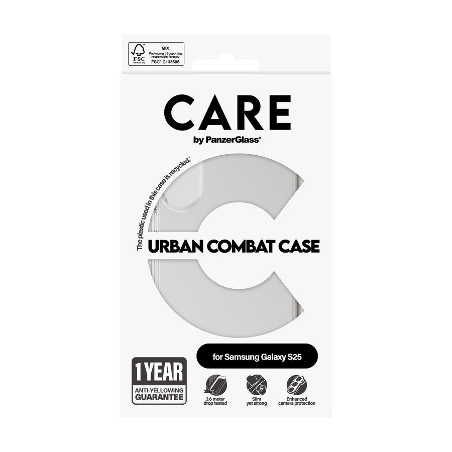 CARE - Puzdro Urban Combat pre Samsung Galaxy S25, transparentná