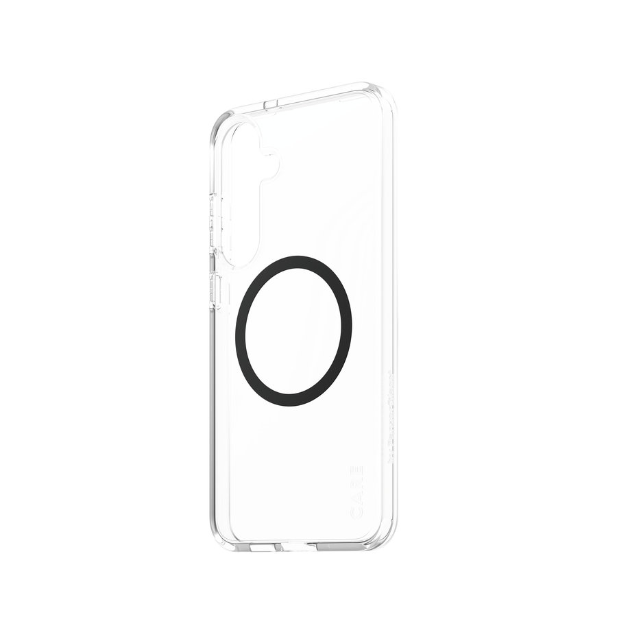 CARE - Puzdro Urban Combat s čiernym QI pre Samsung Galaxy S25+, transparentná