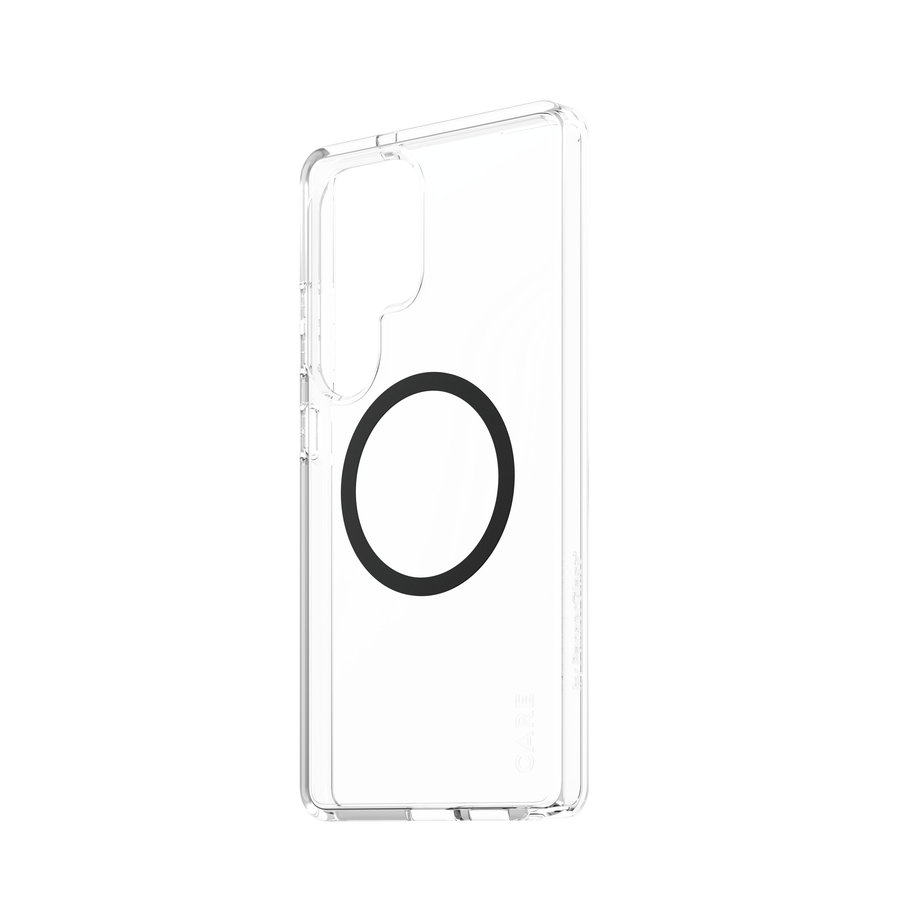 CARE - Puzdro Urban Combat s čiernym QI pre Samsung Galaxy S25 Ultra, transparentná