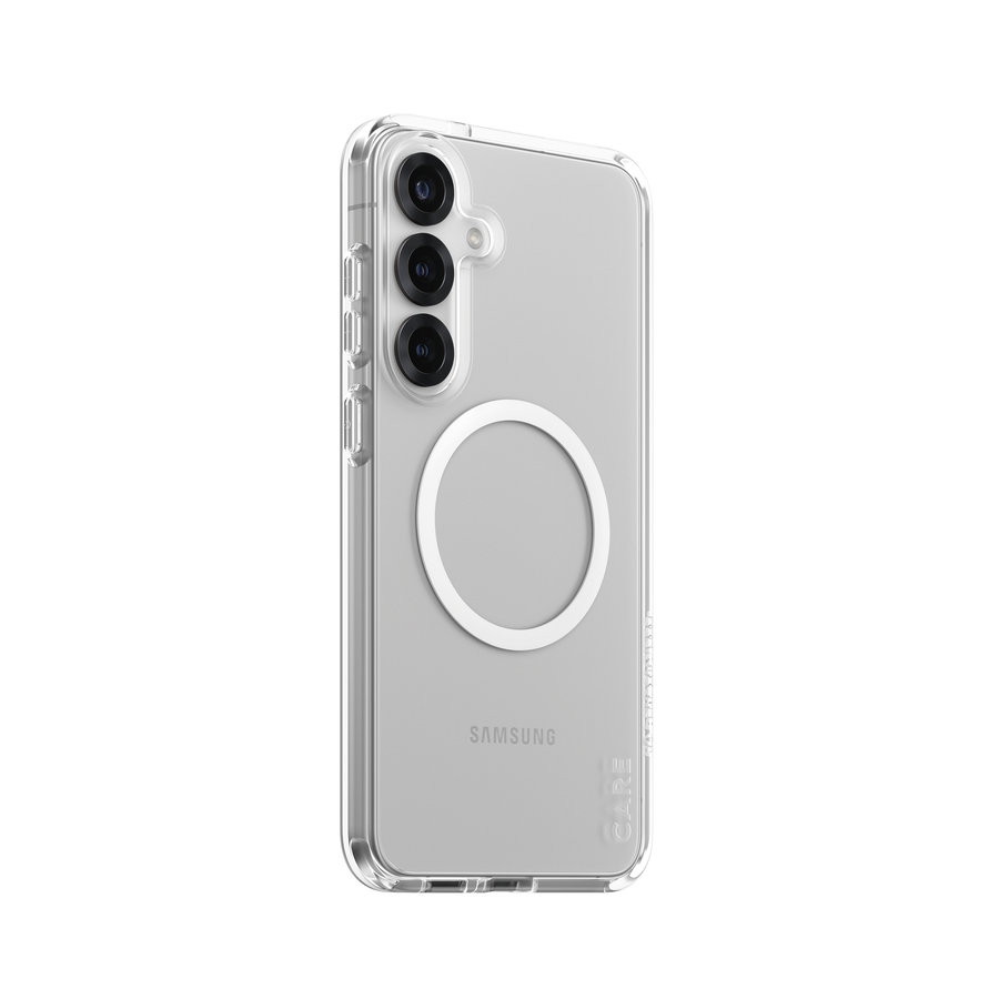 CARE - Puzdro Urban Combat s bielym QI pre Samsung Galaxy S25+, transparentná