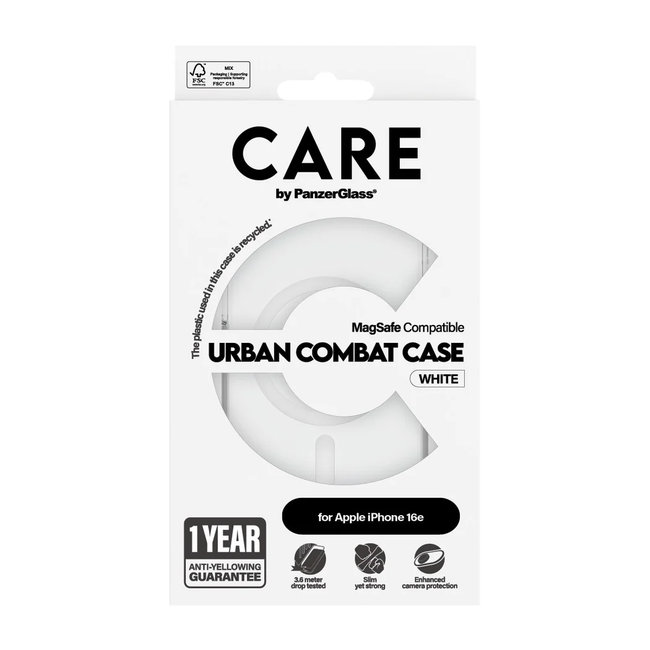 CARE - Puzdro Urban Combat s MagSafe pre iPhone 16e, biela
