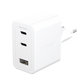 empower - Cestovný adaptér Grand Prix 2x USB-C/USB-A, GaN, 70 W PD, striebornobiela