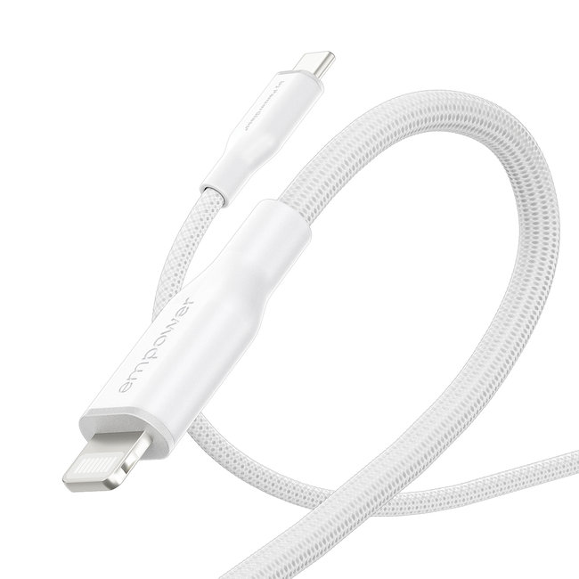 empower - Kábel USB-C/Lightning, 60 W, Racing, 1,2 m, striebornobiela