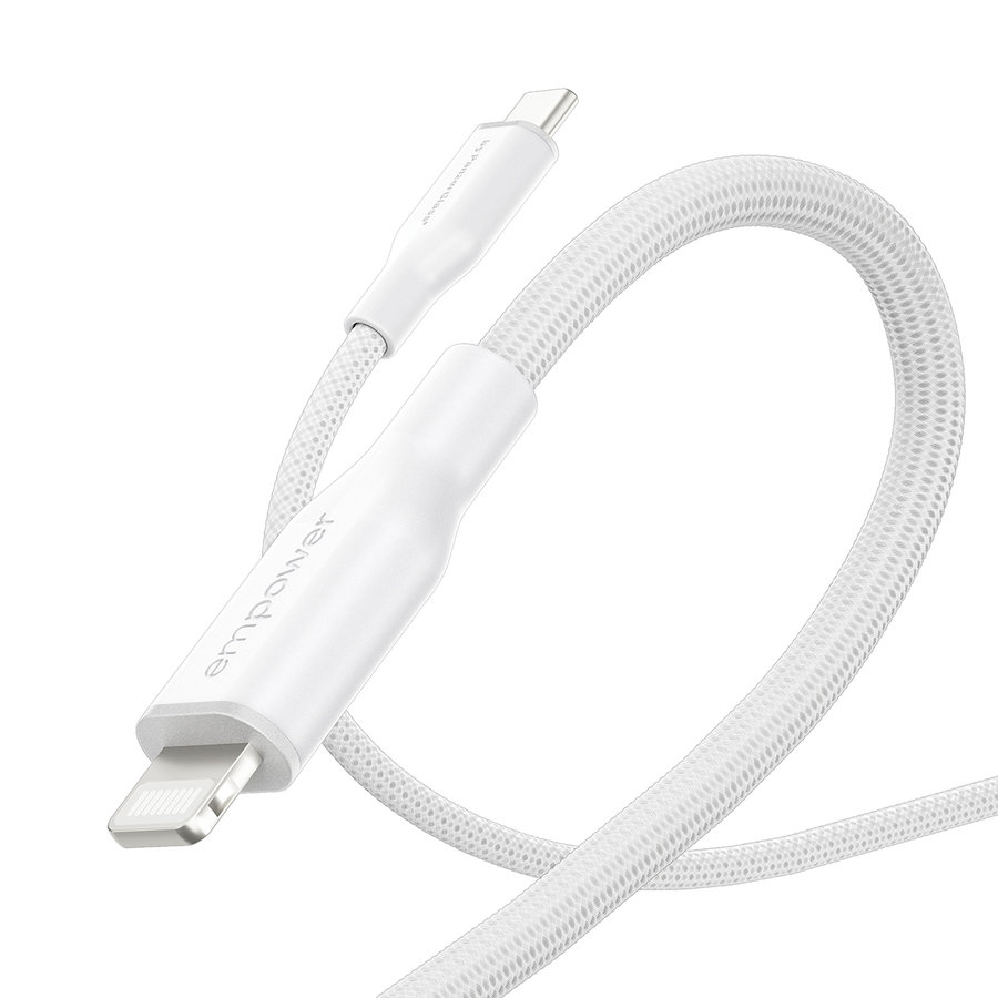 empower - Kábel USB-C/Lightning, 60 W, Racing, 1,2 m, striebornobiela