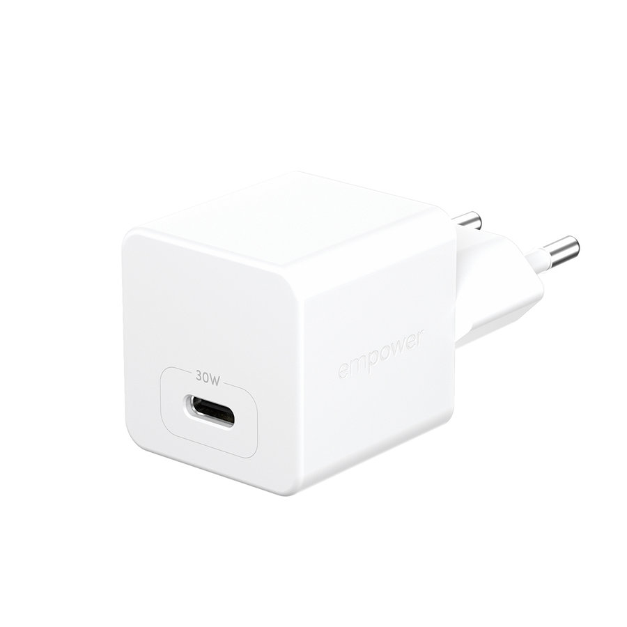 empower - Cestovný adaptér Grand Prix USB-C, GaN, 30 W PD, striebornobiela