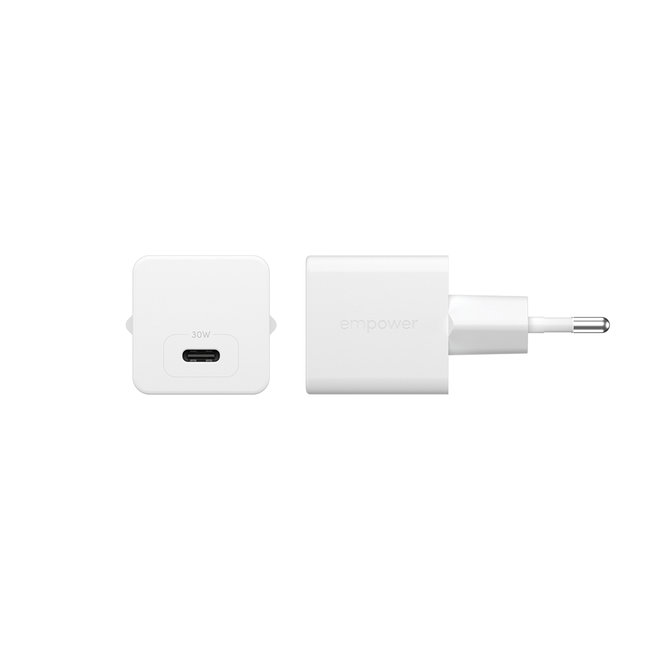 empower - Cestovný adaptér Grand Prix USB-C, GaN, 30 W PD, striebornobiela