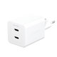 empower - Cestovný adaptér Grand Prix 2x USB-C, GaN, 45 W PD, striebornobiela
