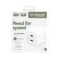 empower - Cestovný adaptér Grand Prix 2x USB-C, GaN, 45 W PD, striebornobiela