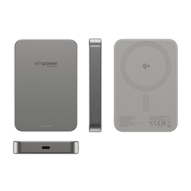 empower - Bezdrôtová PowerBank 10000 mAh 20 W, kompatibilná s MagSafe, Qi2/USB-C, titán