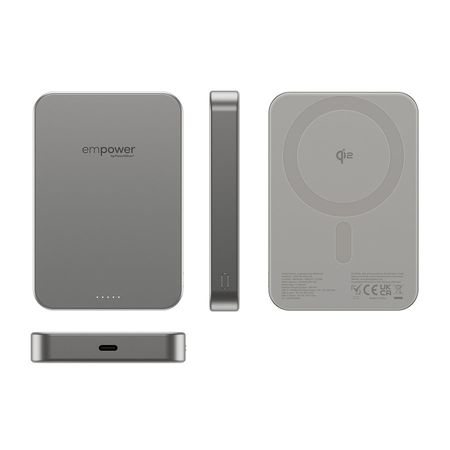 empower - Bezdrôtová PowerBank 10000 mAh 20 W, kompatibilná s MagSafe, Qi2/USB-C, titán